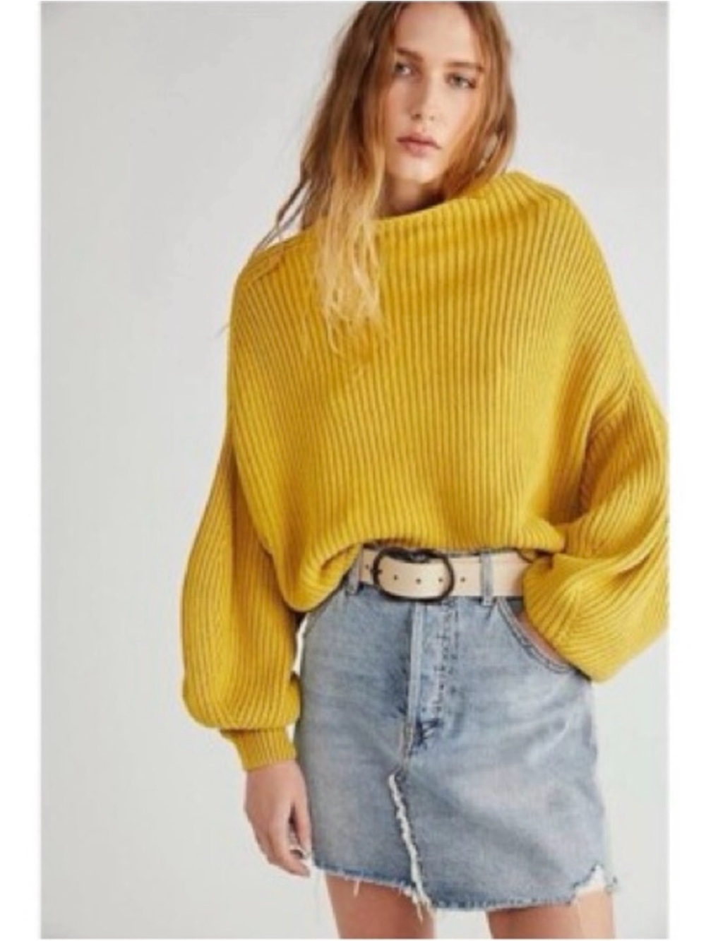 Free People Emmy Mock Neck Knit Sweater Sz X-Small